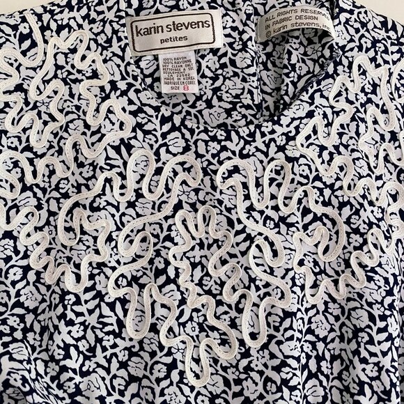 Elegant vintage Karin Stevens Floral Dress petite 8 - Picture 2 of 6